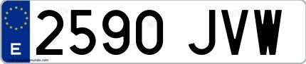 Ejemplo de matrícula española 2590 JVW