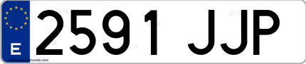 Ejemplo de matrícula de coche ordinaria 2591 JJP