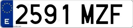 Ejemplo de matrícula española 2591 MZF