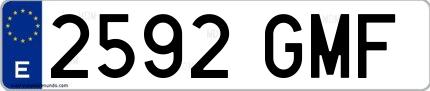 Ejemplo de matrícula española 2592 GMF