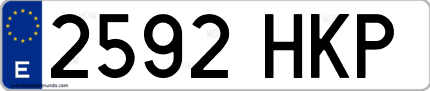 Ejemplo de matrícula de coche ordinaria 2592 HKP