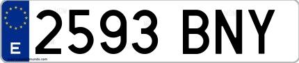 Ejemplo de matrícula española 2593 BNY