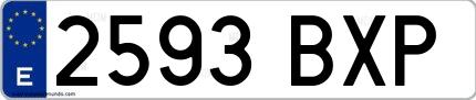 Ejemplo de matrícula española 2593 BXP