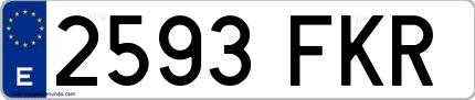 Ejemplo de matrícula española 2593 FKR