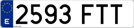 Ejemplo de matrícula española 2593 FTT