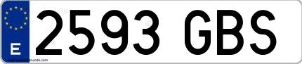 Ejemplo de matrícula española 2593 GBS