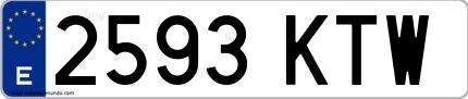 Ejemplo de matrícula española 2593 KTW