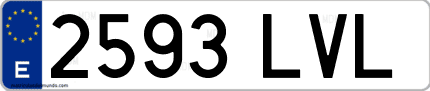 Ejemplo de matrícula de coche ordinaria 2593 LVL