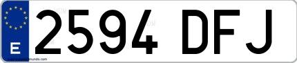 Ejemplo de matrícula española 2594 DFJ