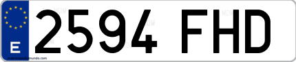 Ejemplo de matrícula de coche ordinaria 2594 FHD