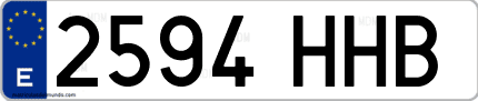 Ejemplo de matrícula de coche ordinaria 2594 HHB