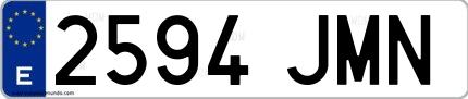 Ejemplo de matrícula española 2594 JMN