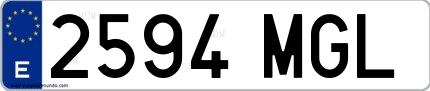 Ejemplo de matrícula española 2594 MGL