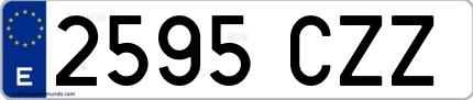 Ejemplo de matrícula española 2595 CZZ