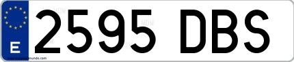 Ejemplo de matrícula española 2595 DBS