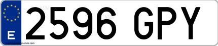 Ejemplo de matrícula española 2596 GPY