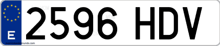 Ejemplo de matrícula de coche ordinaria 2596 HDV