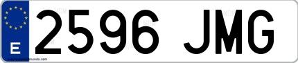 Ejemplo de matrícula española 2596 JMG