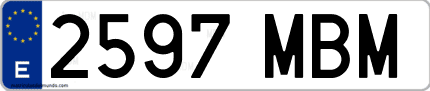 Ejemplo de matrícula de coche ordinaria 2597 MBM