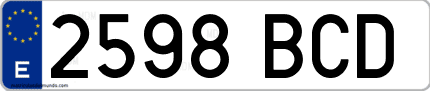 Ejemplo de matrícula de coche ordinaria 2598 BCD