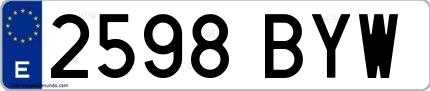 Ejemplo de matrícula española 2598 BYW