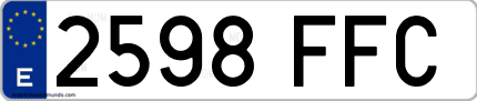 Ejemplo de matrícula de coche ordinaria 2598 FFC