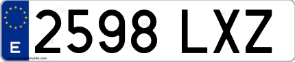 Ejemplo de matrícula de coche ordinaria 2598 LXZ