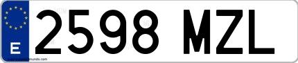 Ejemplo de matrícula española 2598 MZL
