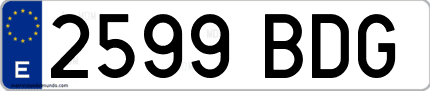 Ejemplo de matrícula de coche ordinaria 2599 BDG