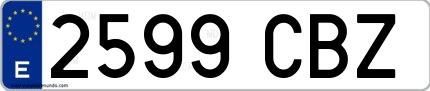 Ejemplo de matrícula española 2599 CBZ