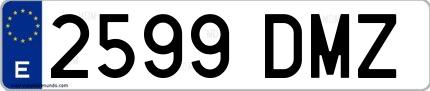 Ejemplo de matrícula española 2599 DMZ