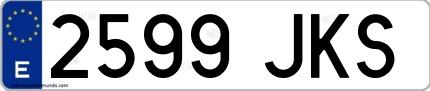 Ejemplo de matrícula española 2599 JKS