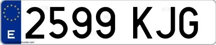 Ejemplo de matrícula española 2599 KJG