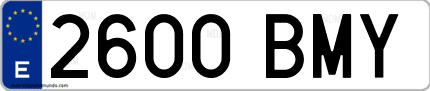 Ejemplo de matrícula de coche ordinaria 2600 BMY