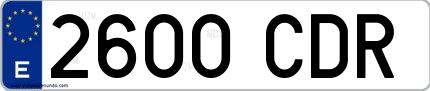 Ejemplo de matrícula española 2600 CDR