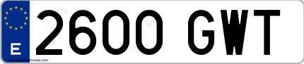 Ejemplo de matrícula española 2600 GWT