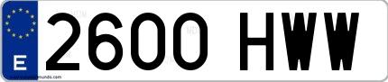 Ejemplo de matrícula española 2600 HWW