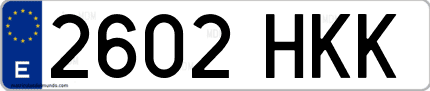 Ejemplo de matrícula de coche ordinaria 2602 HKK