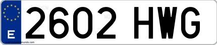 Ejemplo de matrícula española 2602 HWG