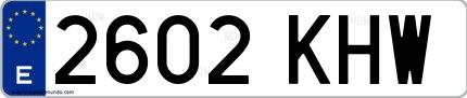 Ejemplo de matrícula española 2602 KHW