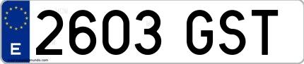 Ejemplo de matrícula española 2603 GST