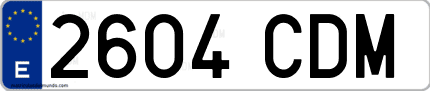 Ejemplo de matrícula de coche ordinaria 2604 CDM