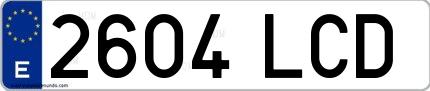 Ejemplo de matrícula española 2604 LCD
