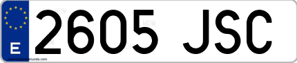 Ejemplo de matrícula de coche ordinaria 2605 JSC