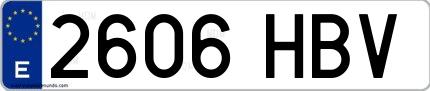 Ejemplo de matrícula española 2606 HBV