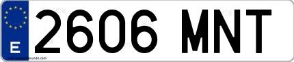 Ejemplo de matrícula española 2606 MNT