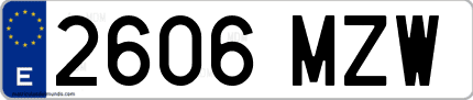 Ejemplo de matrícula de coche ordinaria 2606 MZW