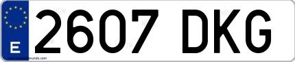 Ejemplo de matrícula española 2607 DKG