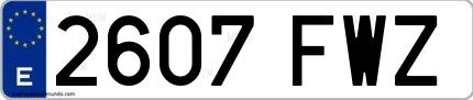 Ejemplo de matrícula española 2607 FWZ