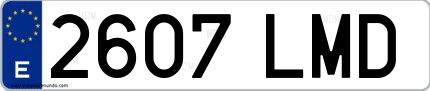 Ejemplo de matrícula española 2607 LMD